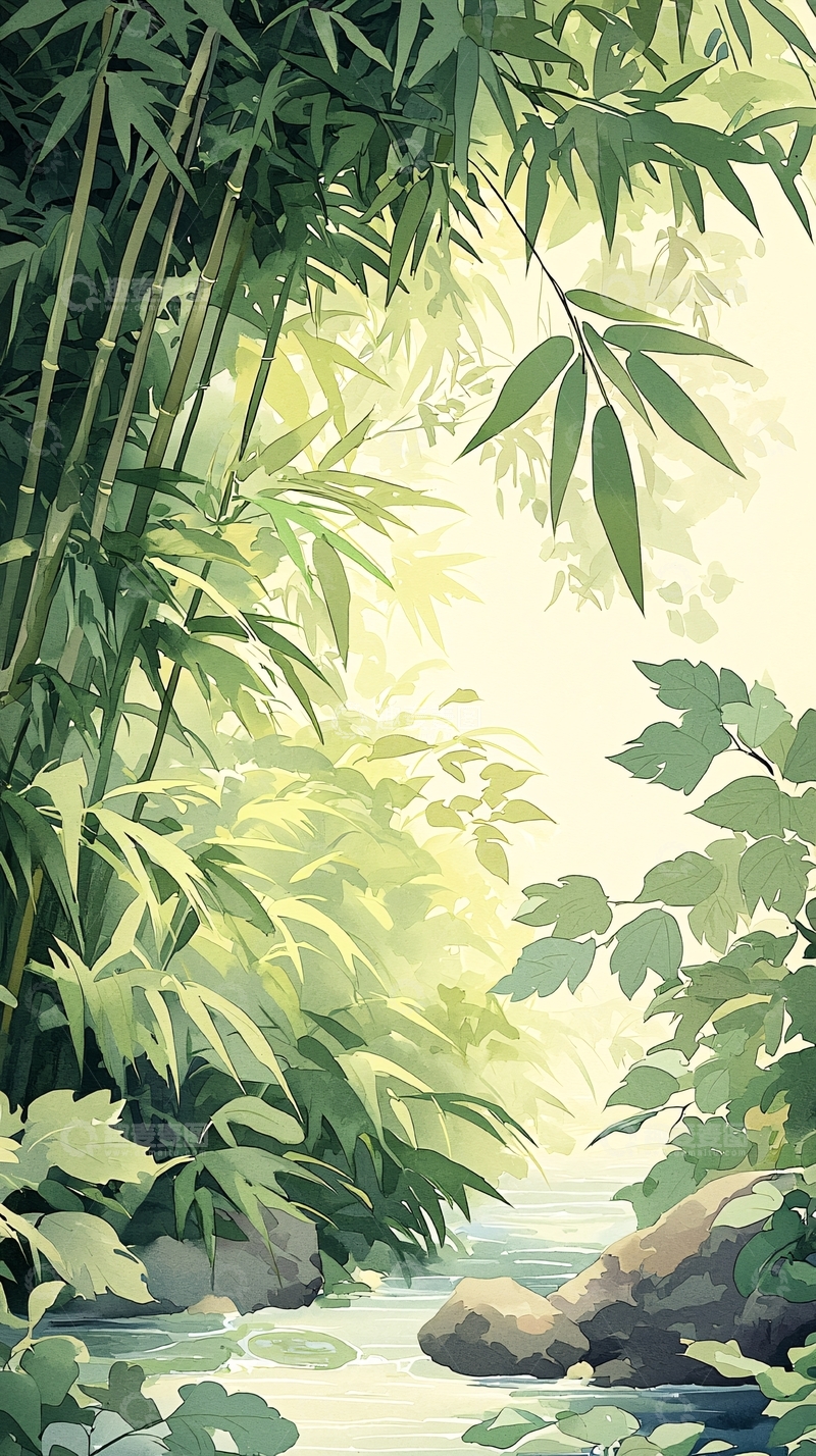 高清大图下载【趣麦麦图】竹林小溪自然风光