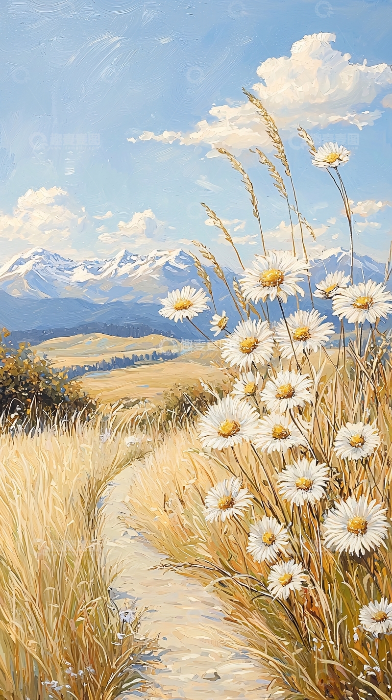 高清大图下载【趣麦麦图】山间小路与野花