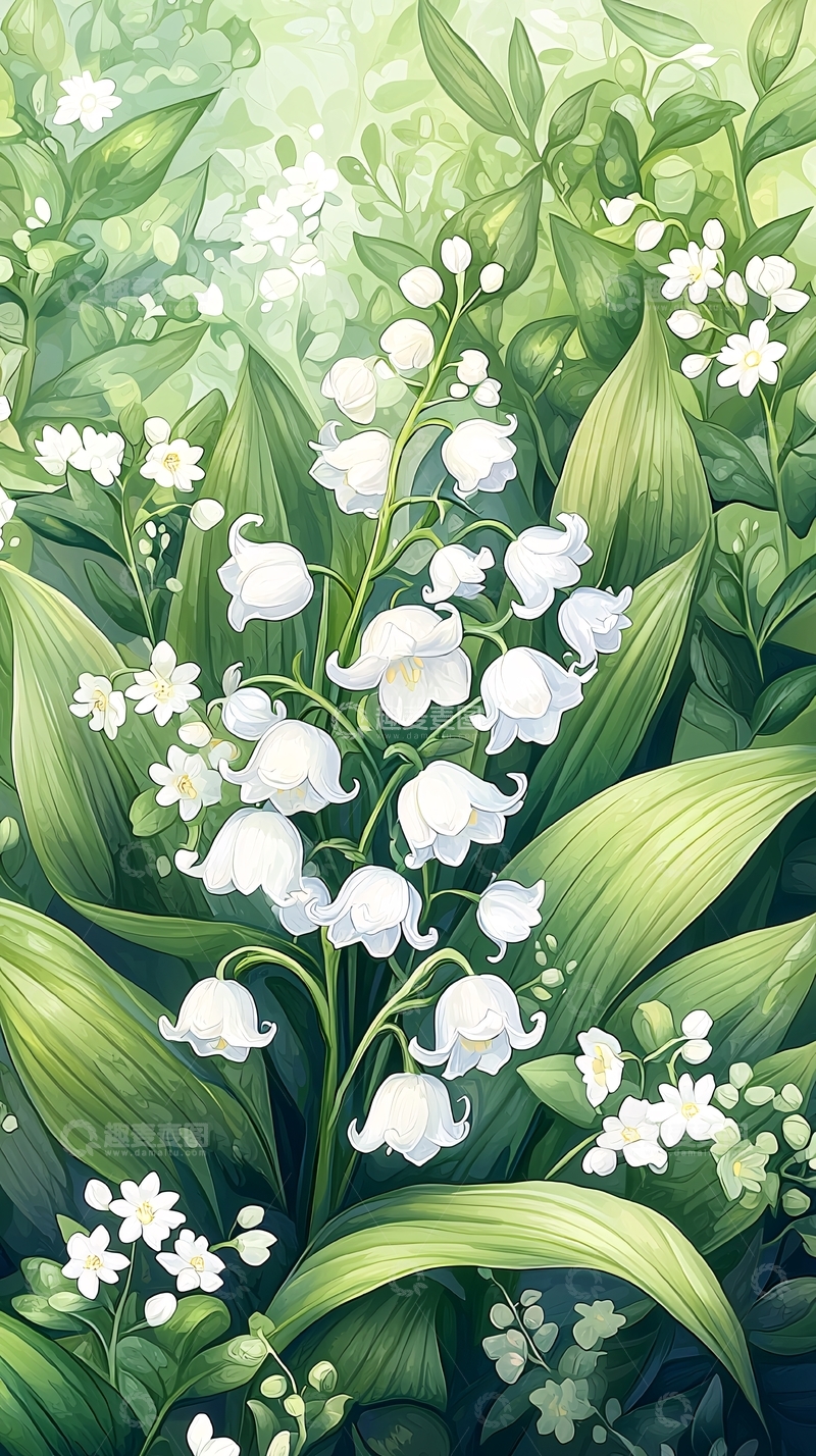 高清大图下载【趣麦麦图】铃兰花丛自然背景