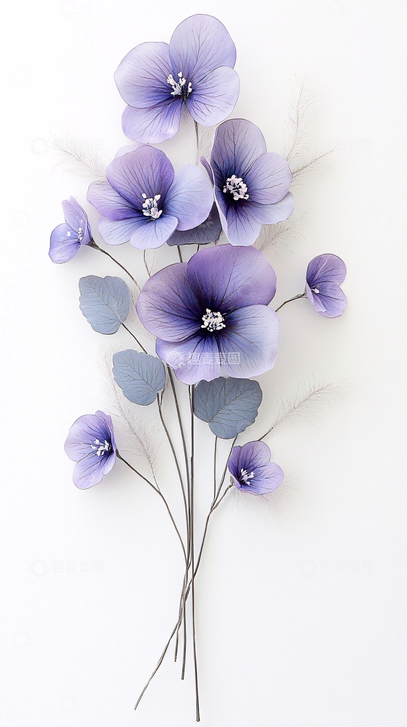 高清大图下载【趣麦麦图】紫色花朵手工艺装饰素材