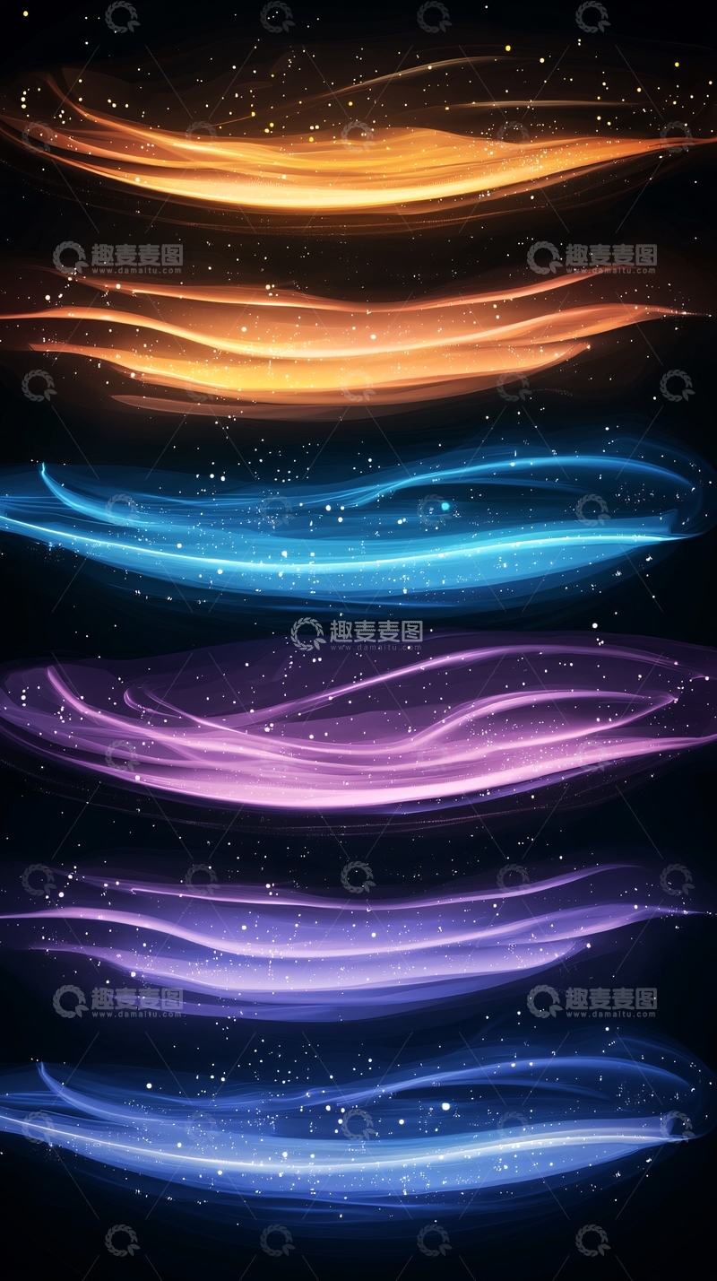 高清大图下载【趣麦麦图】梦幻色彩流动线条背景图