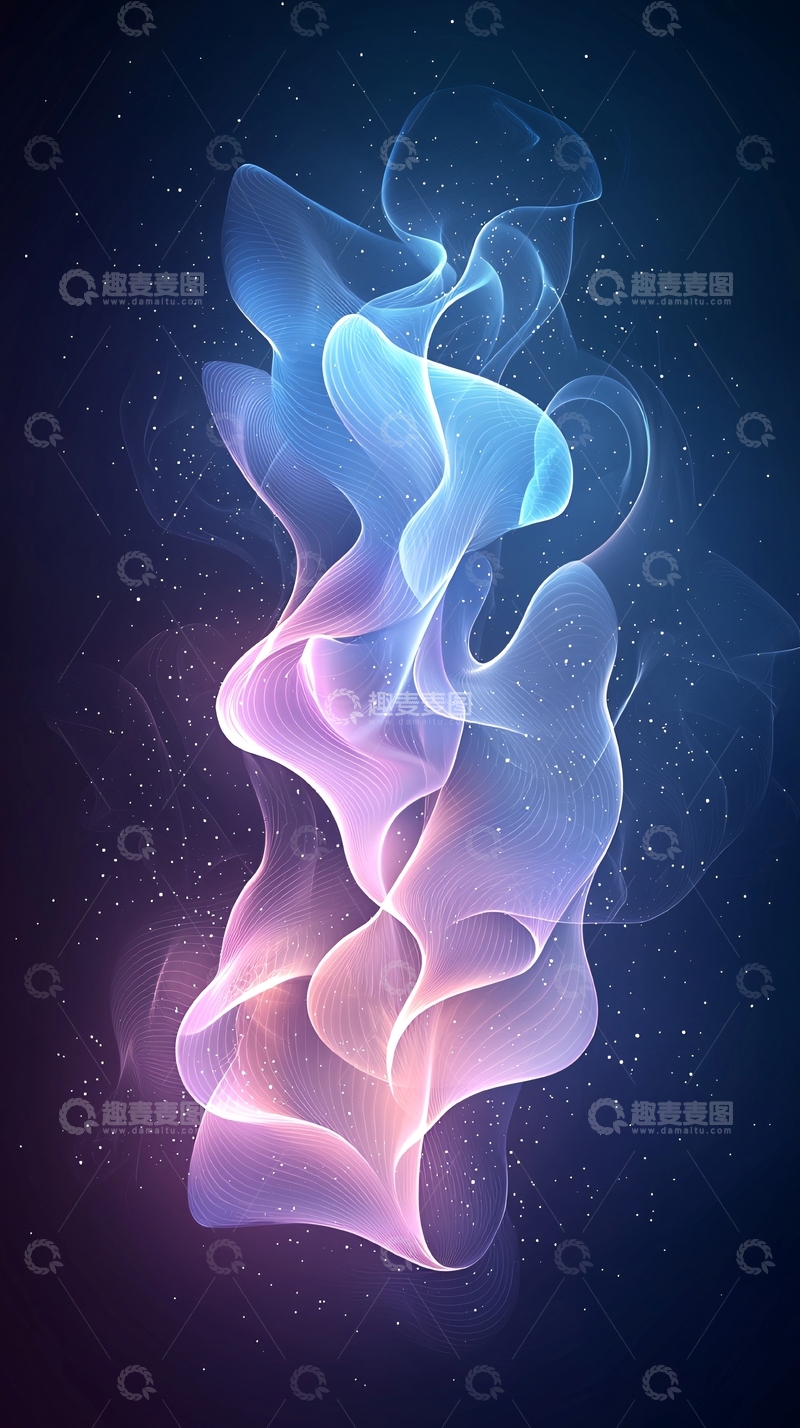 高清大图下载【趣麦麦图】梦幻波浪线条抽象艺术背景