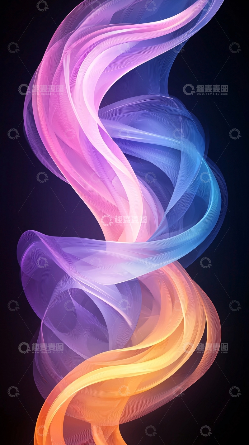 高清大图下载【趣麦麦图】抽象色彩流动线条背景