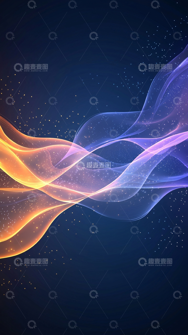 高清大图下载【趣麦麦图】梦幻波浪星空背景图