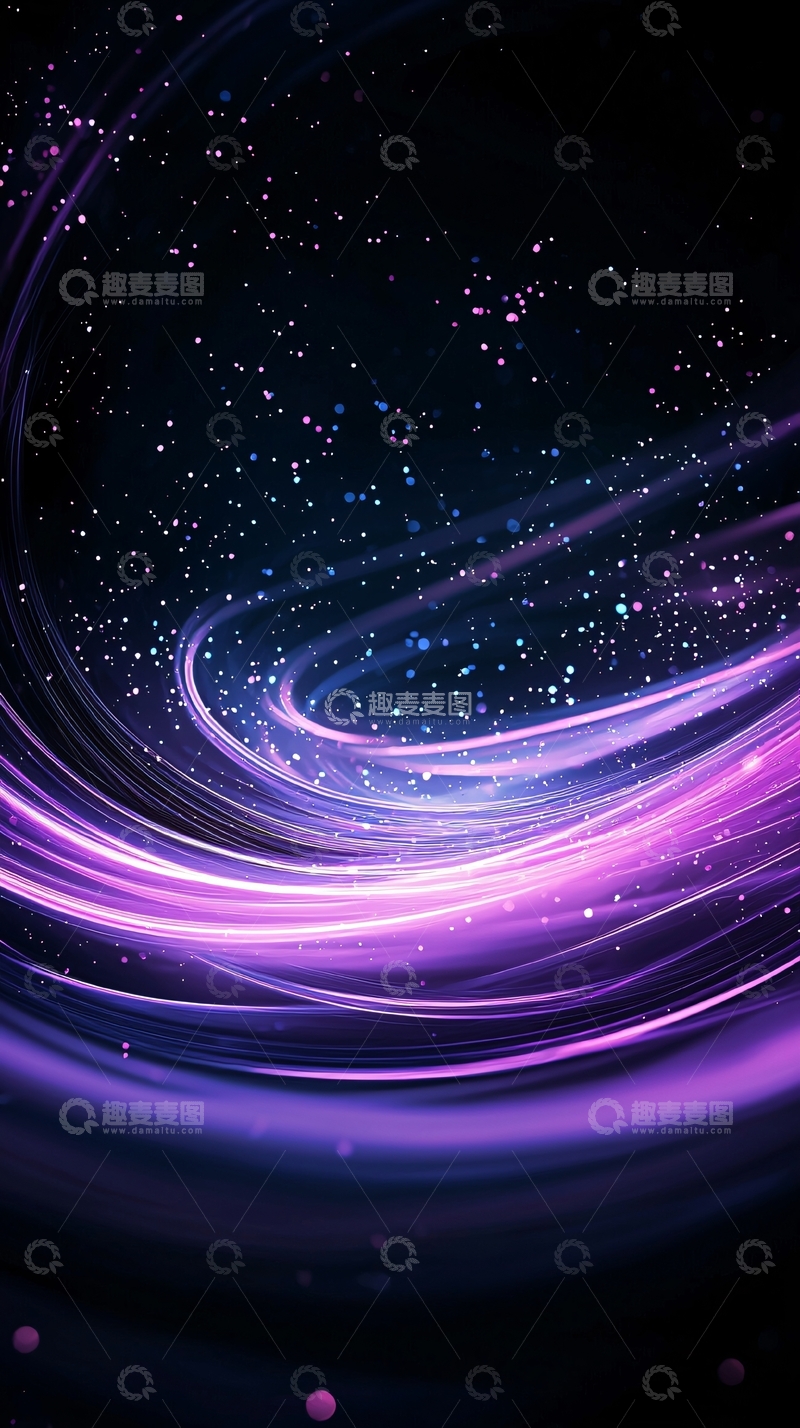 高清大图下载【趣麦麦图】紫色光带星空背景