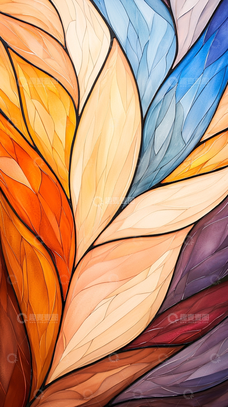 高清大图下载【趣麦麦图】彩色羽毛抽象艺术背景