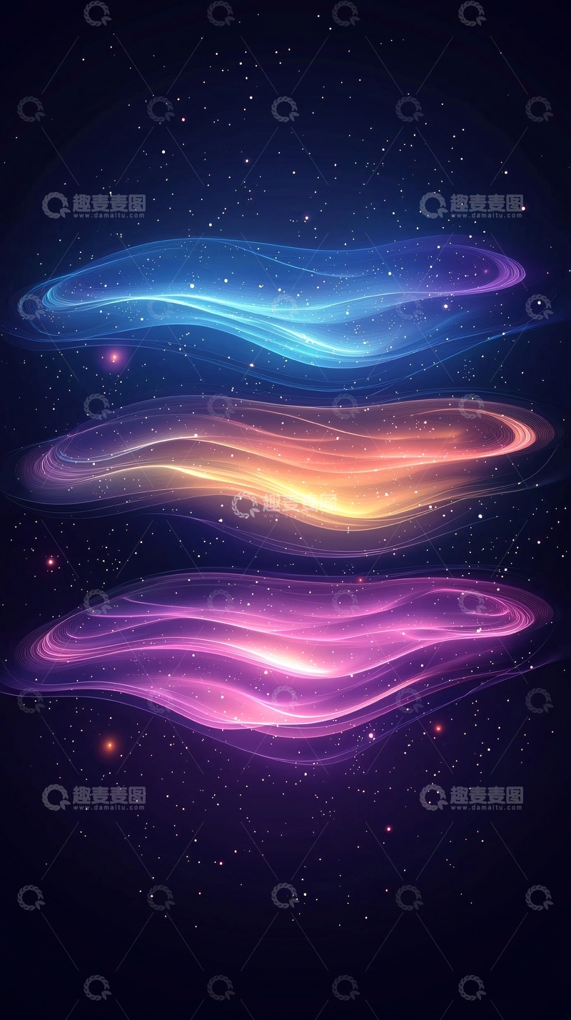 高清大图下载【趣麦麦图】梦幻星空流光轨迹背景图