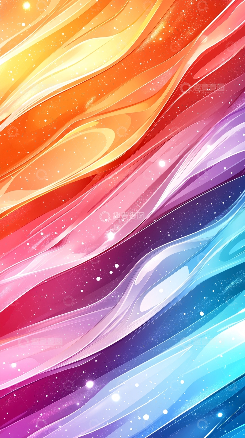 高清大图下载【趣麦麦图】彩虹渐变流动线条背景