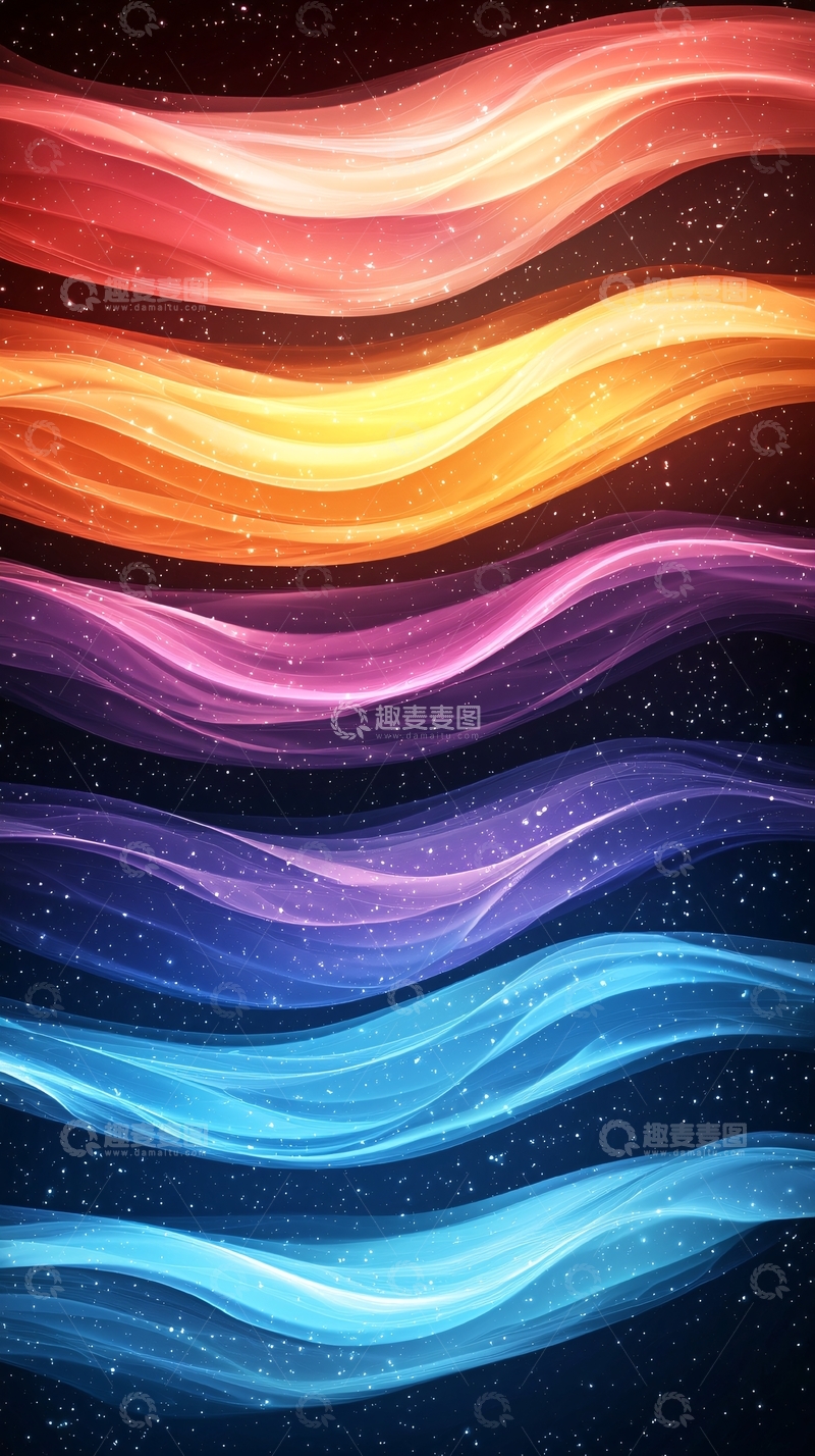 高清大图下载【趣麦麦图】彩虹波浪抽象背景