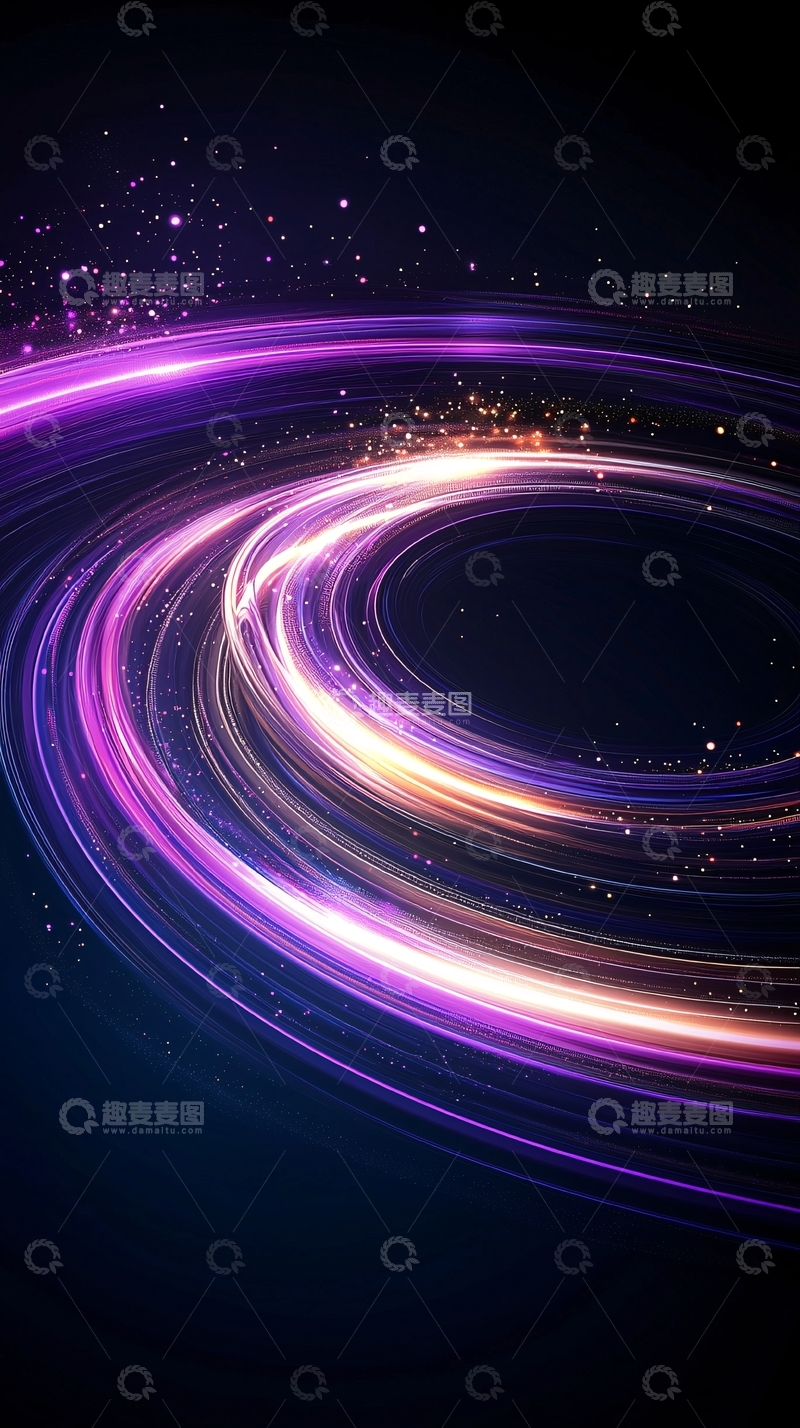 高清大图下载【趣麦麦图】紫色光带旋转星空背景
