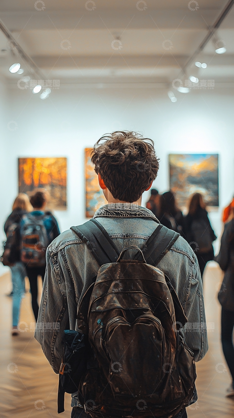 高清大图下载【趣麦麦图】艺术展览馆里的背影