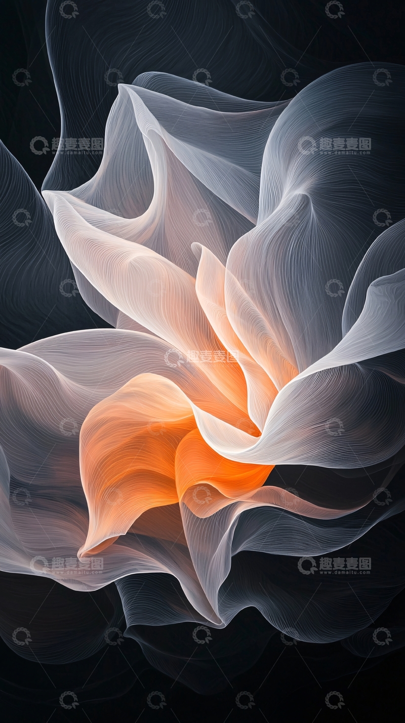 高清大图下载【趣麦麦图】抽象线条艺术花朵背景