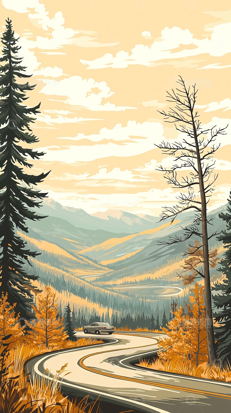 高清大图下载【趣麦麦图】秋日山间蜿蜒公路