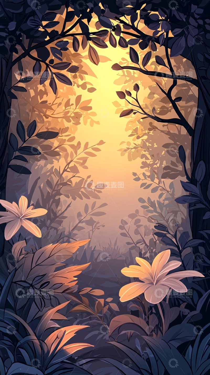高清大图下载【趣麦麦图】秋日森林中的光影与花朵