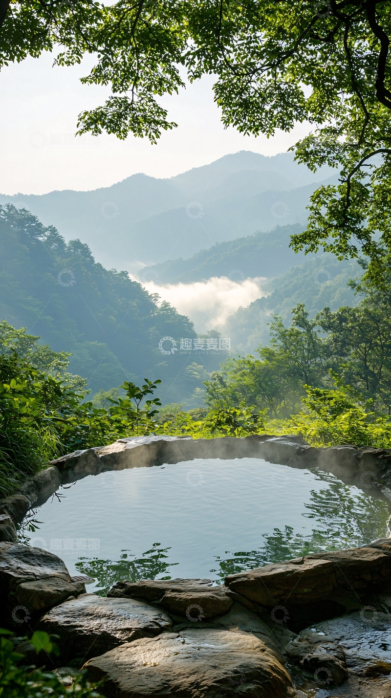 高清大图下载【趣麦麦图】山间温泉自然风光