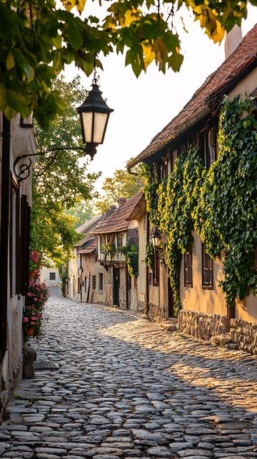 夕阳下的石板小巷