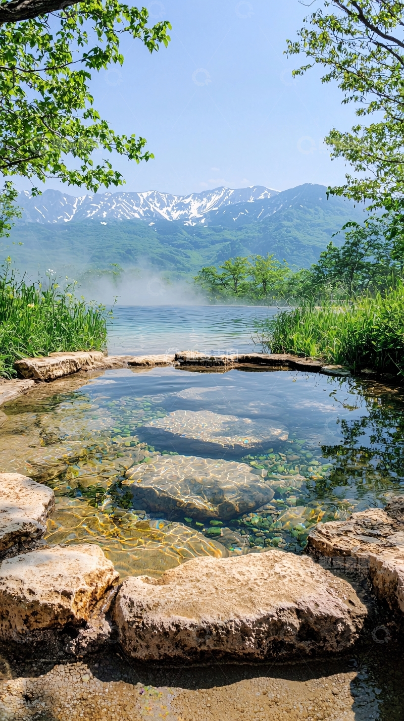 高清大图下载【趣麦麦图】山间温泉自然风光