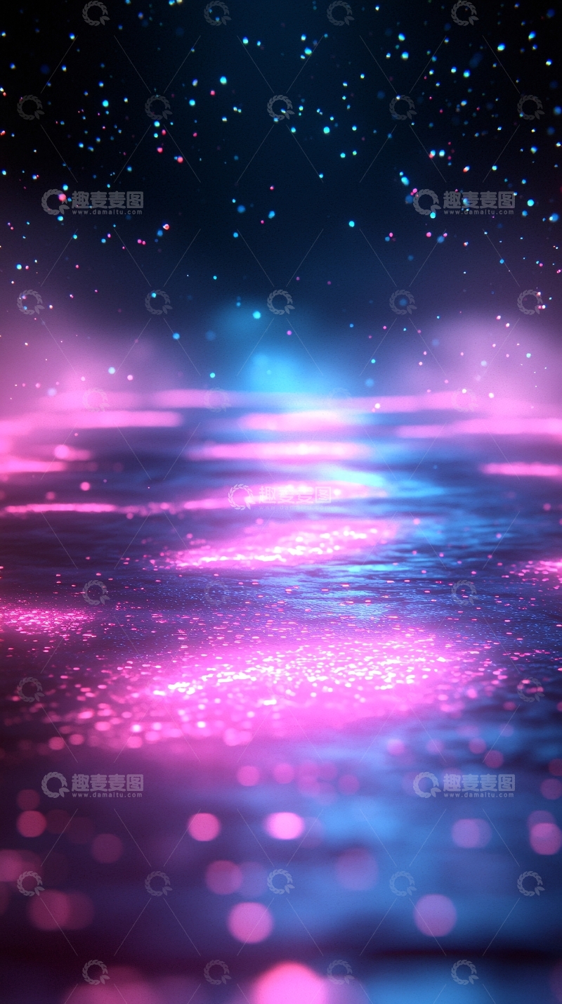 高清大图下载【趣麦麦图】梦幻星空下的水面光影