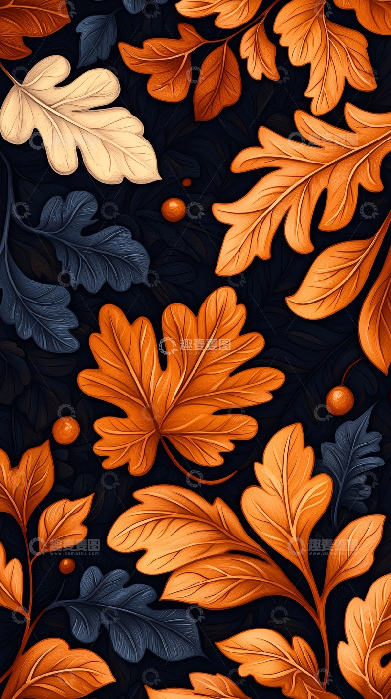高清大图下载【趣麦麦图】秋叶背景图案素材