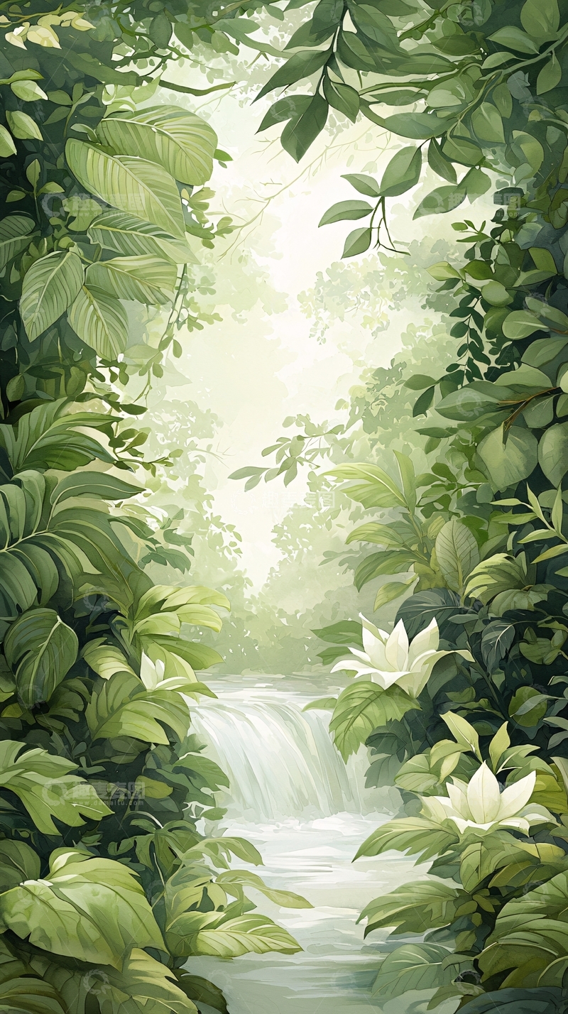 高清大图下载【趣麦麦图】热带雨林瀑布自然风光