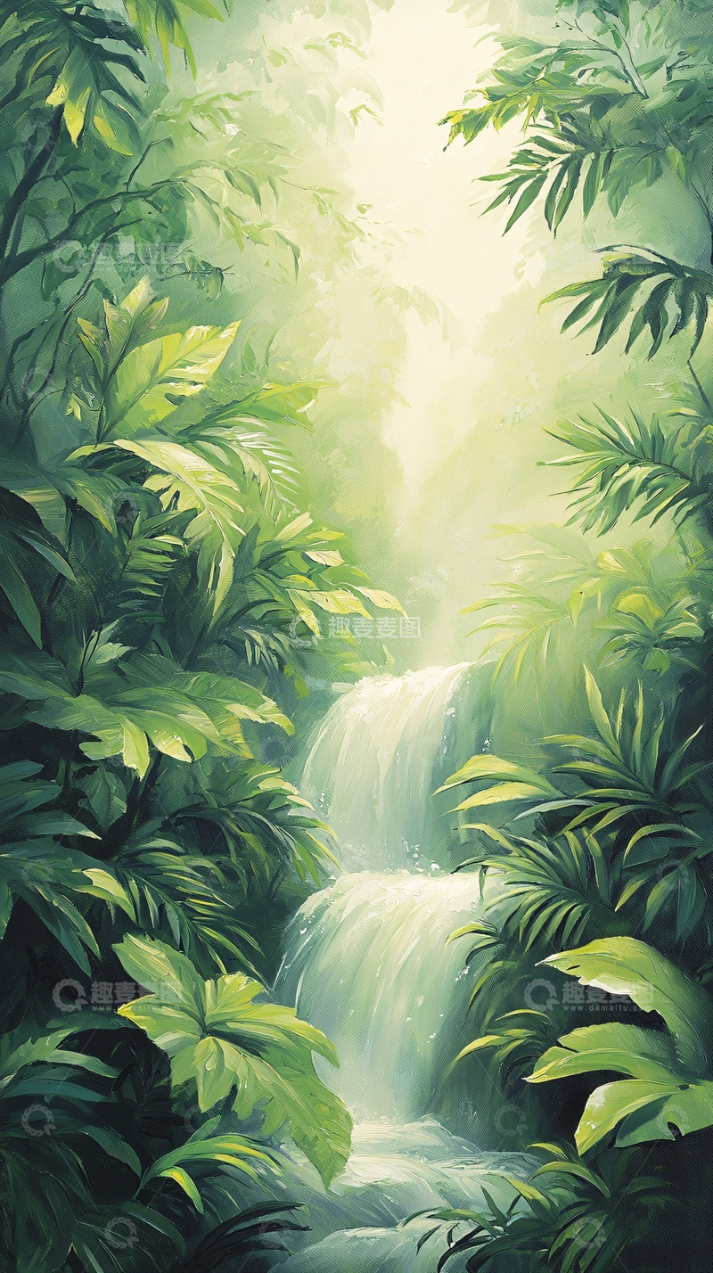 高清大图下载【趣麦麦图】热带雨林瀑布自然风光
