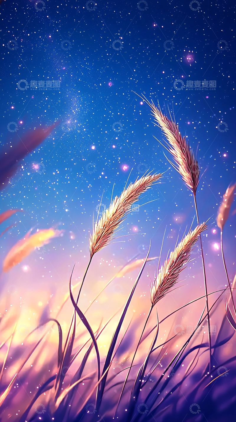 高清大图下载【趣麦麦图】星空下的麦田