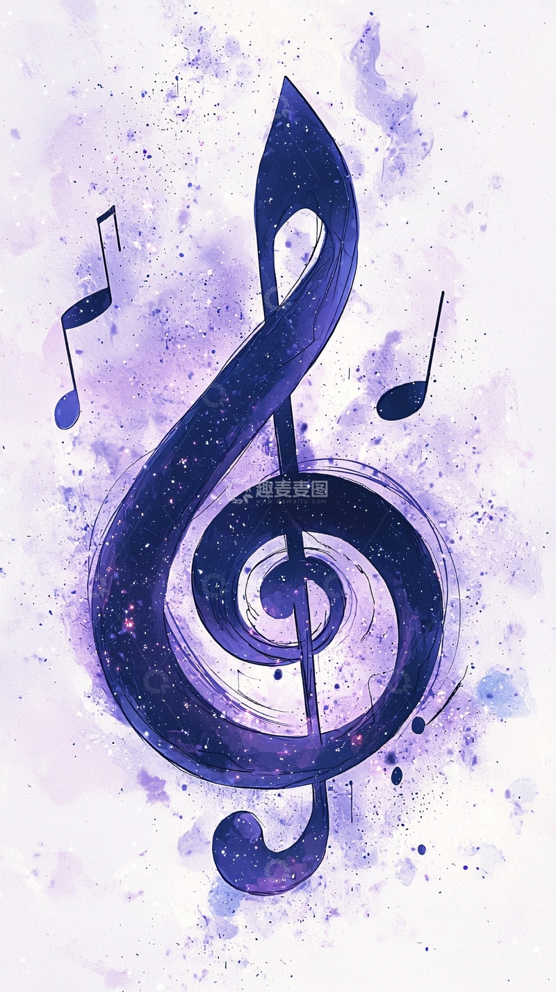 高清大图下载【趣麦麦图】紫色渐变音乐符号背景图