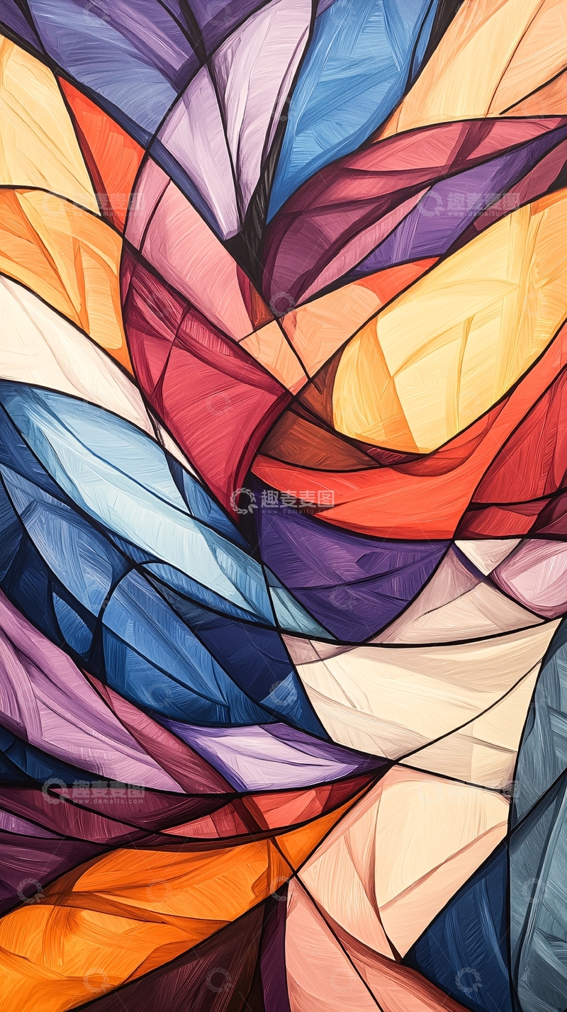 高清大图下载【趣麦麦图】抽象色彩拼接几何图案