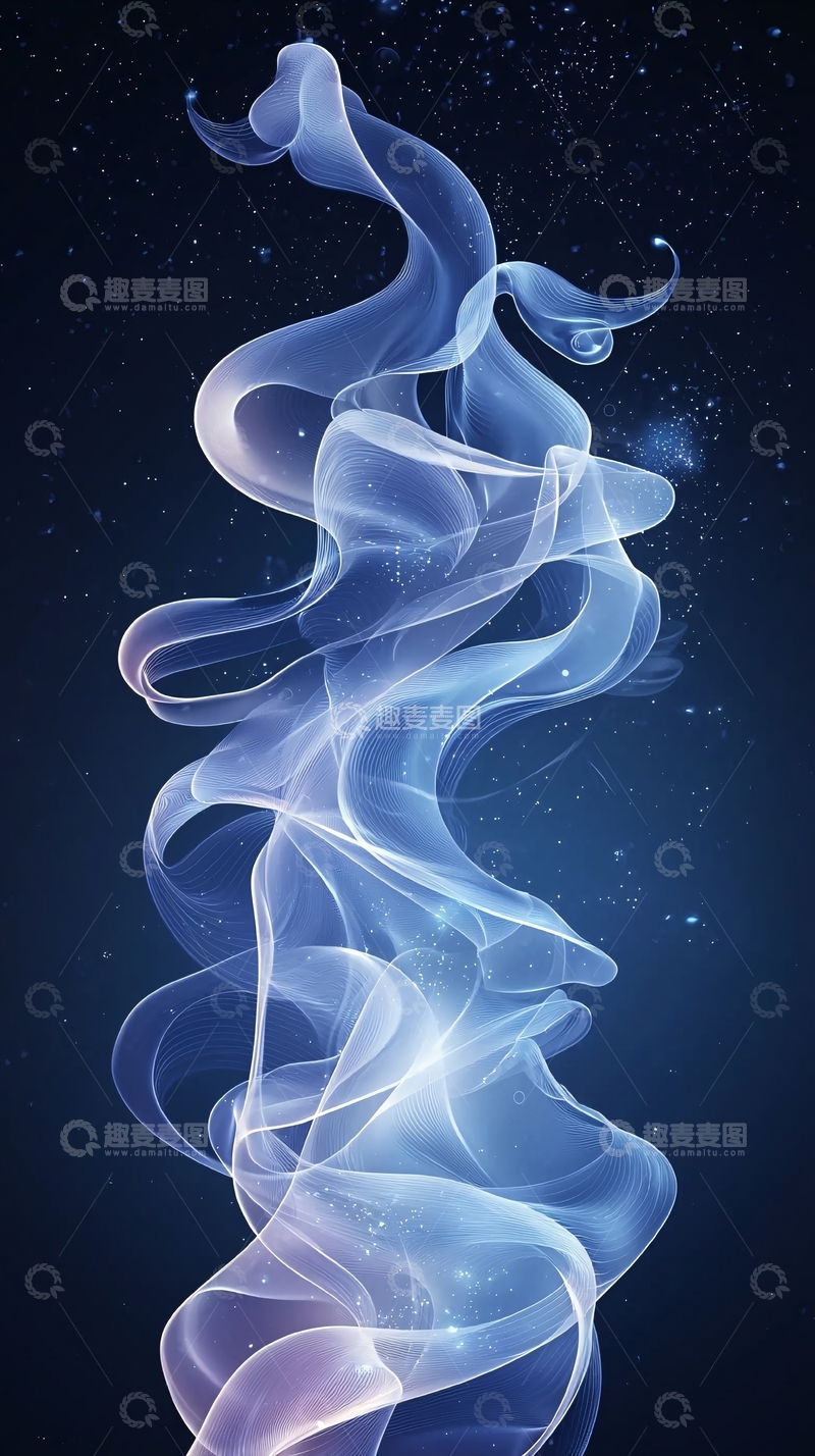 高清大图下载【趣麦麦图】蓝色流线型抽象艺术背景