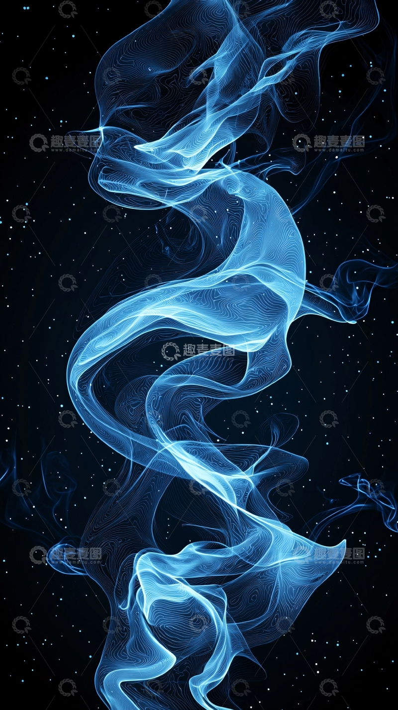 高清大图下载【趣麦麦图】蓝色烟雾星空背景