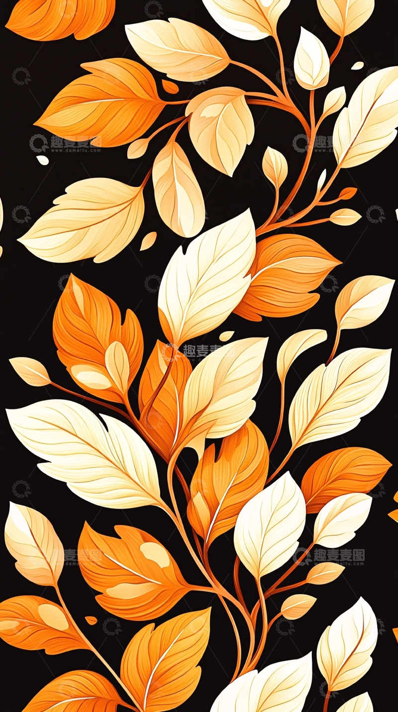 高清大图下载【趣麦麦图】秋叶渐变色背景图案