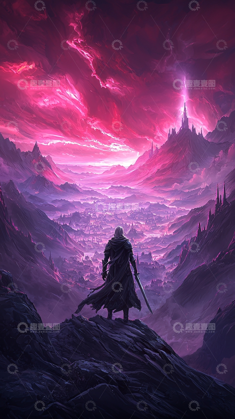 高清大图下载【趣麦麦图】黑暗山脉中的孤独旅者