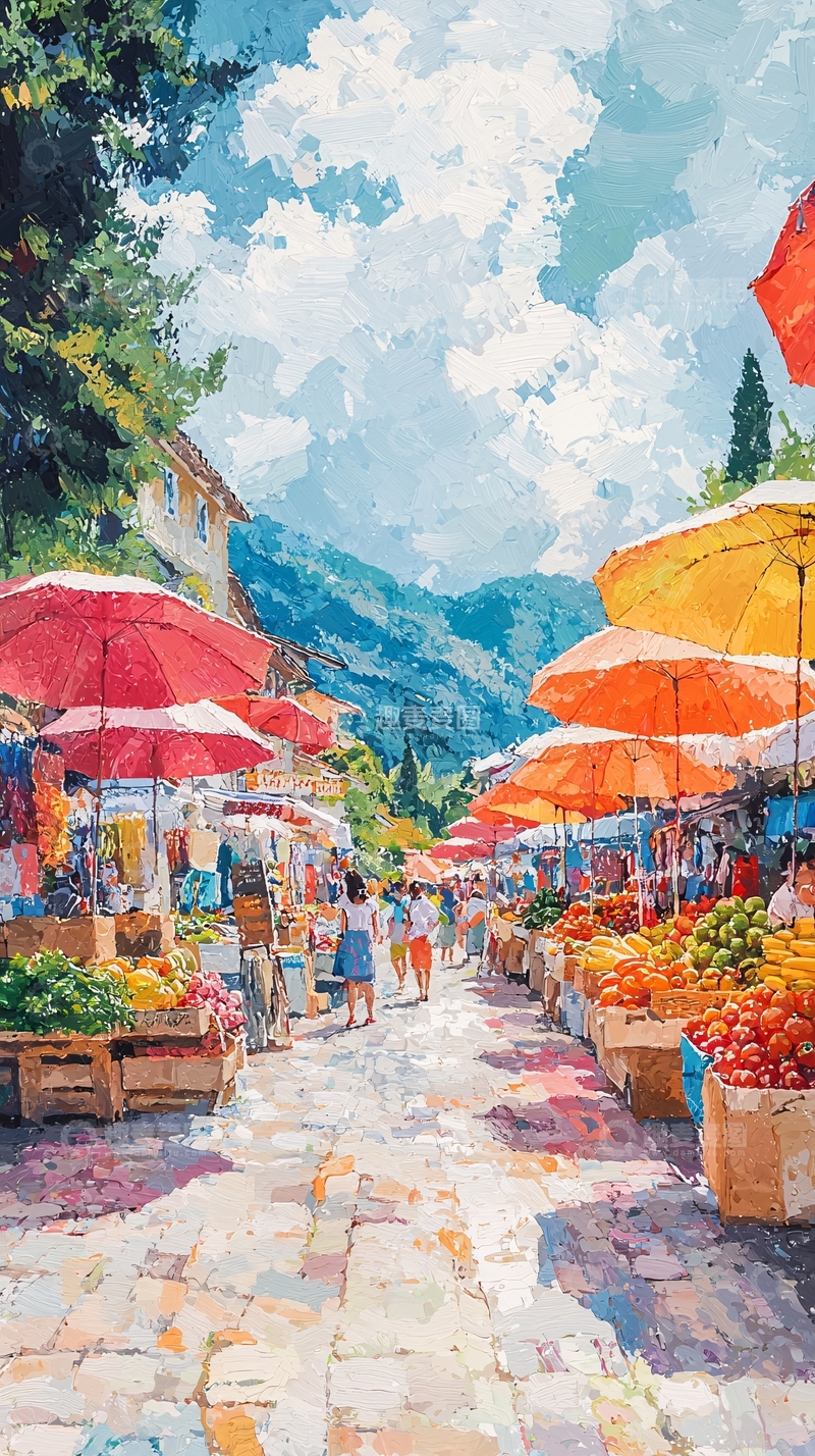色彩斑斓的市场风景