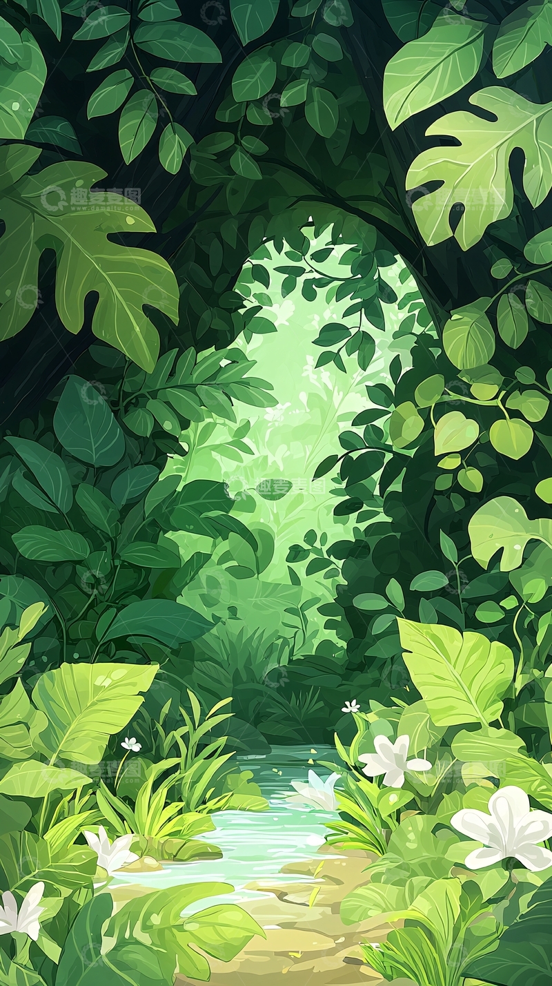 高清大图下载【趣麦麦图】热带雨林小径自然风光
