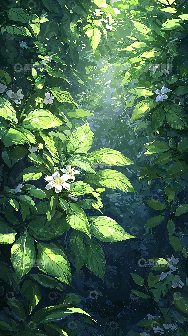 高清大图下载【趣麦麦图】阳光穿透森林的光影效果