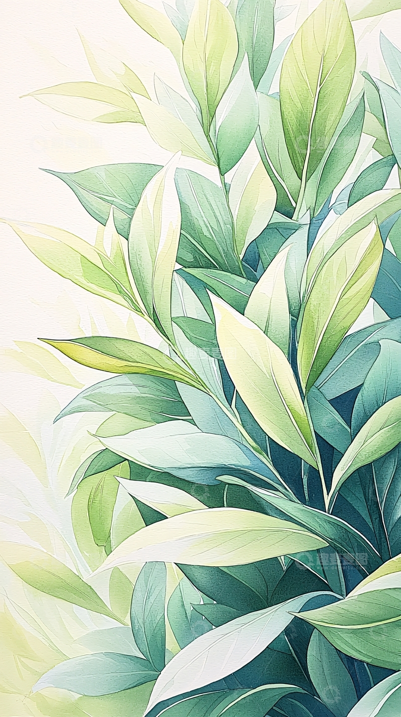 高清大图下载【趣麦麦图】清新绿叶植物背景图