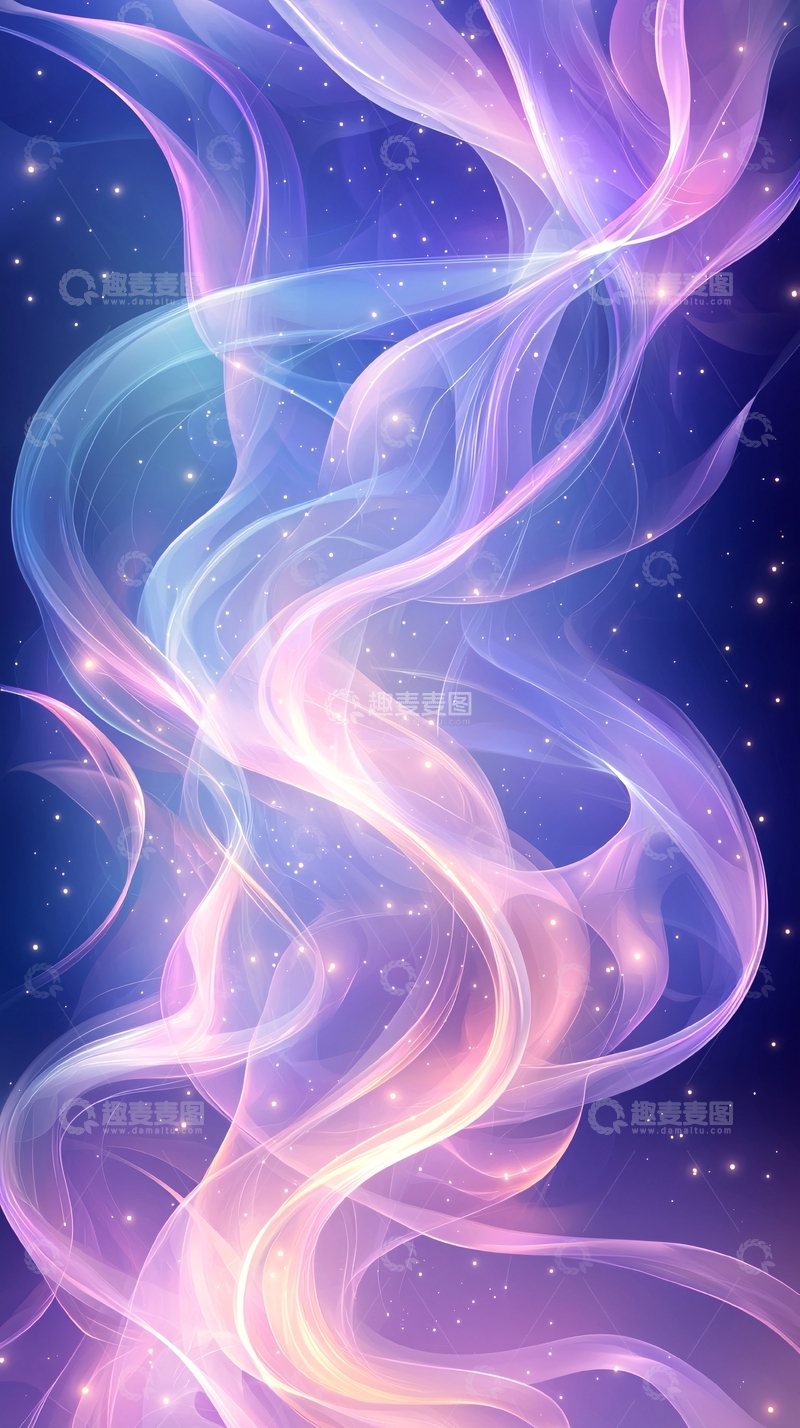 高清大图下载【趣麦麦图】梦幻星空流动线条背景