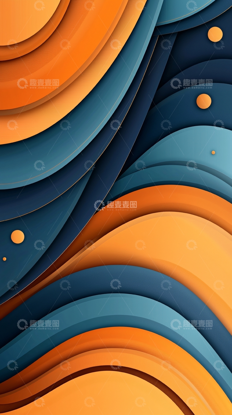 高清大图下载【趣麦麦图】橙蓝渐变抽象波浪背景
