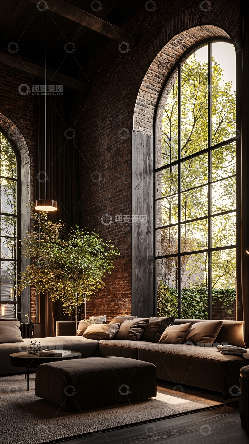 高清大图下载【趣麦麦图】复古工业风客厅设计