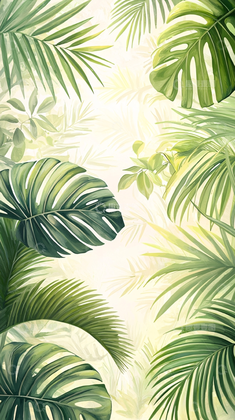 高清大图下载【趣麦麦图】热带植物叶子背景图