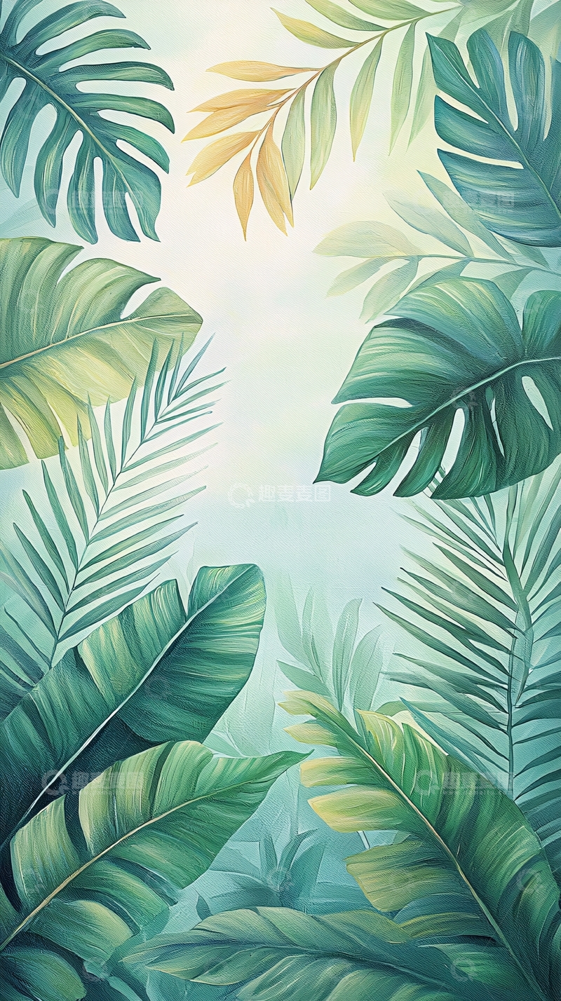 高清大图下载【趣麦麦图】热带植物叶子背景图
