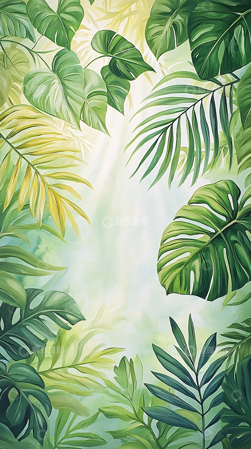 高清大图下载【趣麦麦图】热带雨林植物叶子背景图