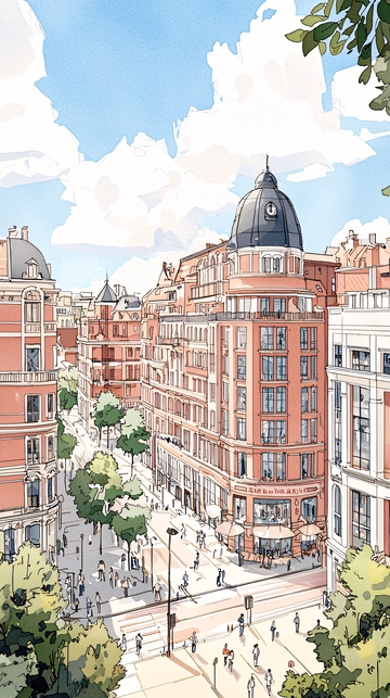 欧式建筑街道风景图