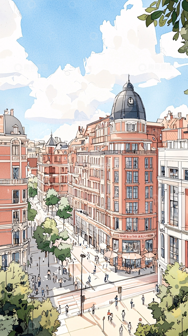 高清大图下载【趣麦麦图】欧式建筑街道风景图