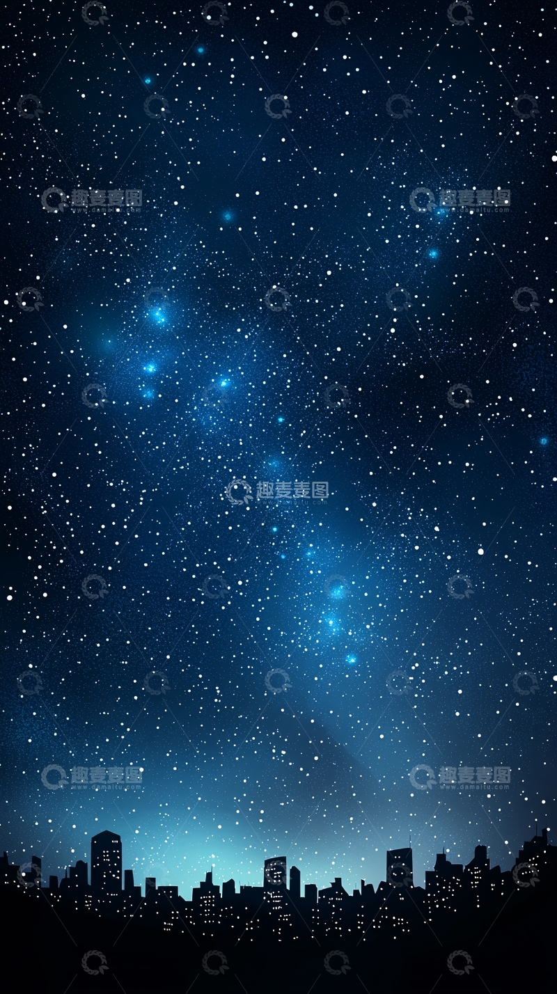 高清大图下载【趣麦麦图】夜空下的城市剪影