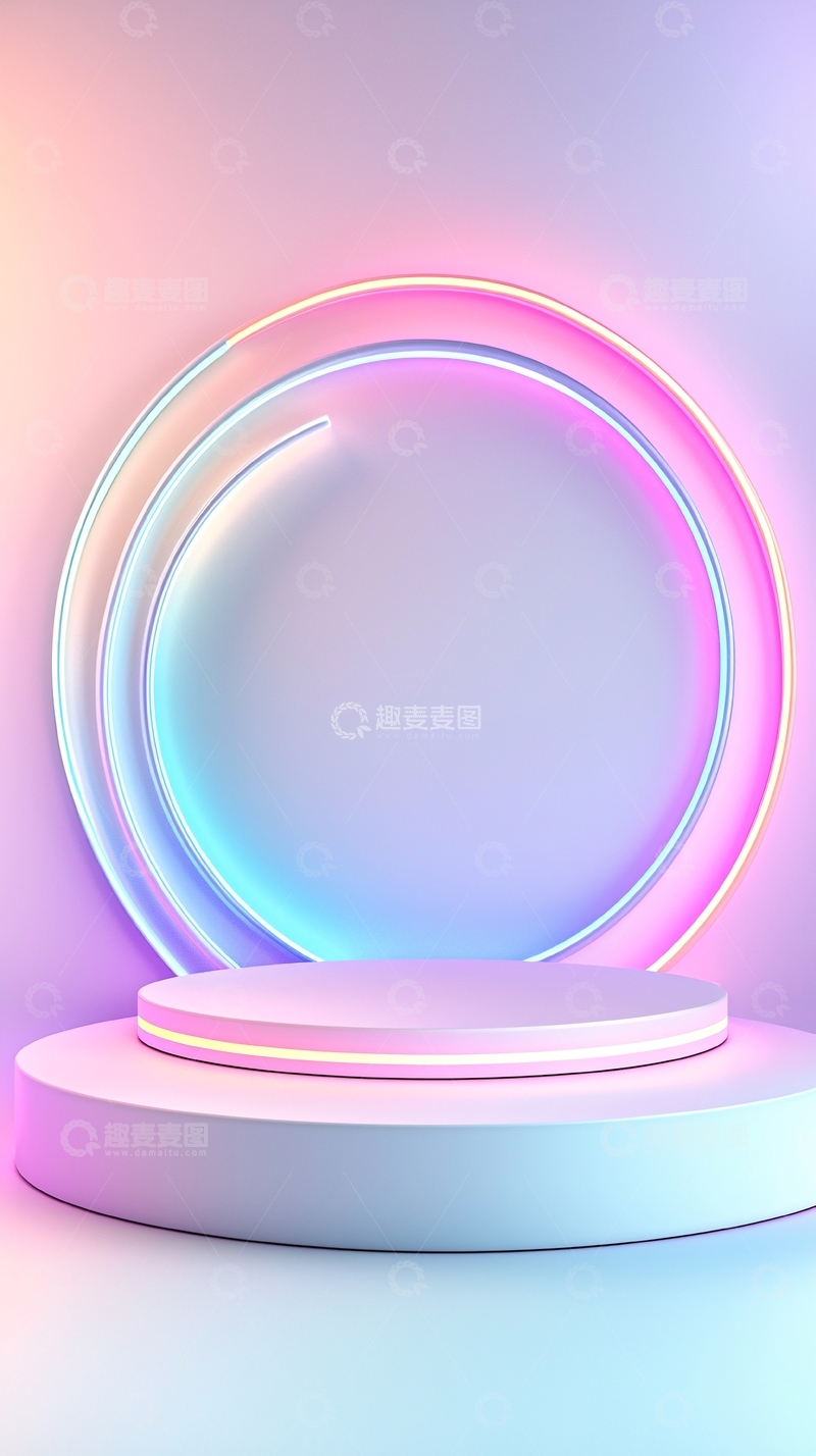 高清大图下载【趣麦麦图】霓虹灯圈舞台背景