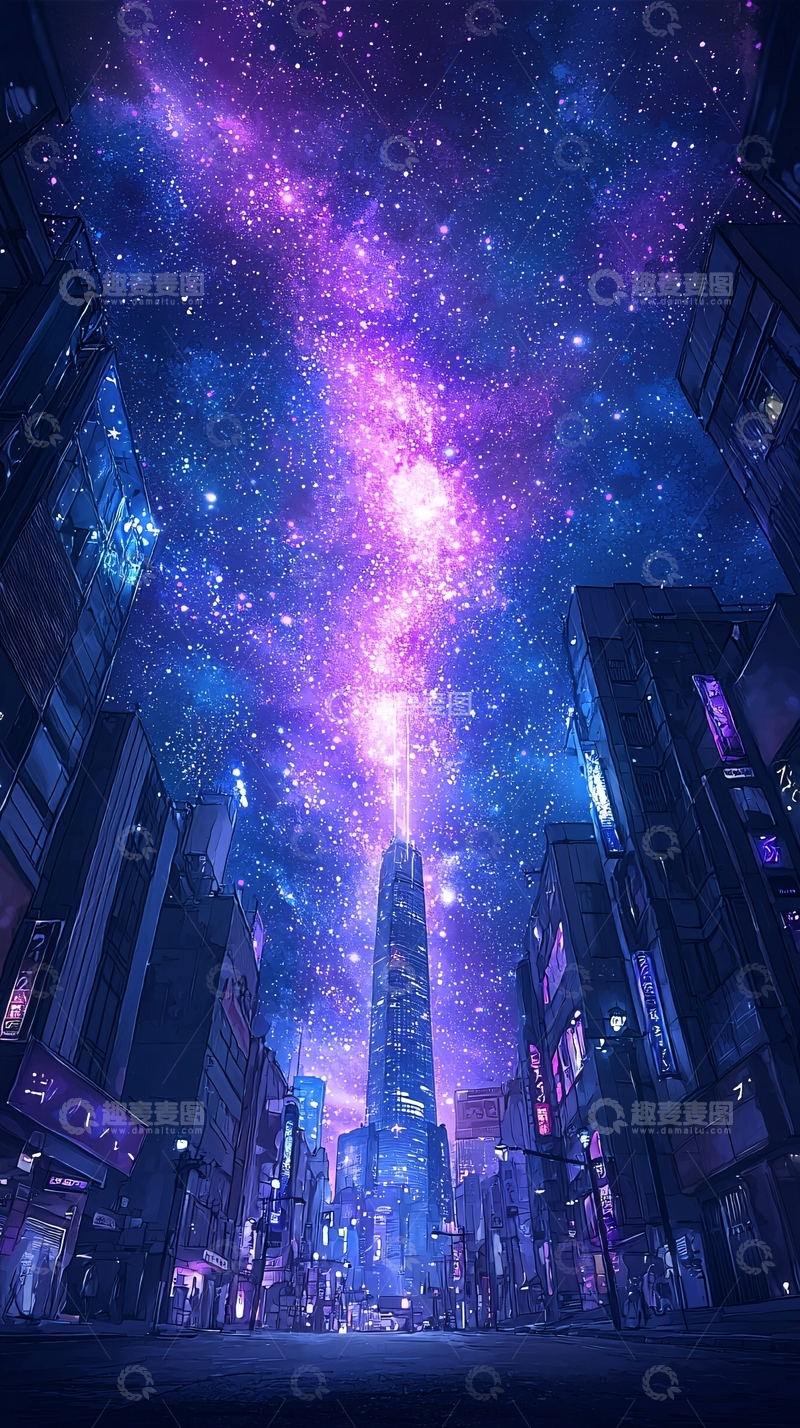 高清大图下载【趣麦麦图】未来城市星空夜景