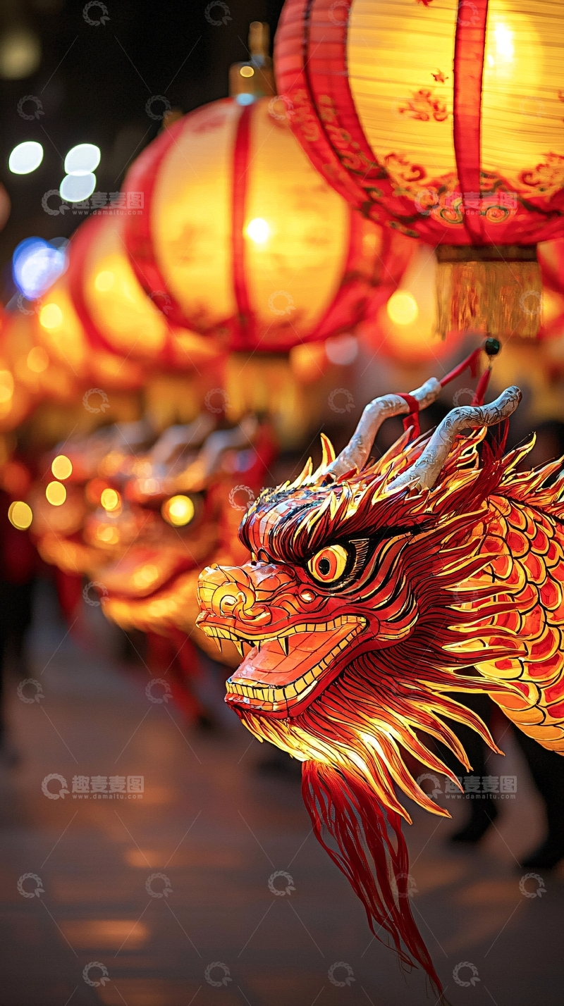 高清大图下载【趣麦麦图】龙灯节庆夜景