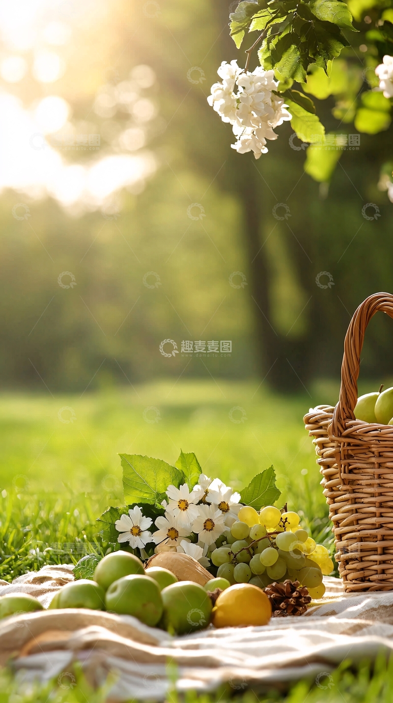 高清大图下载【趣麦麦图】夏日野餐篮与水果