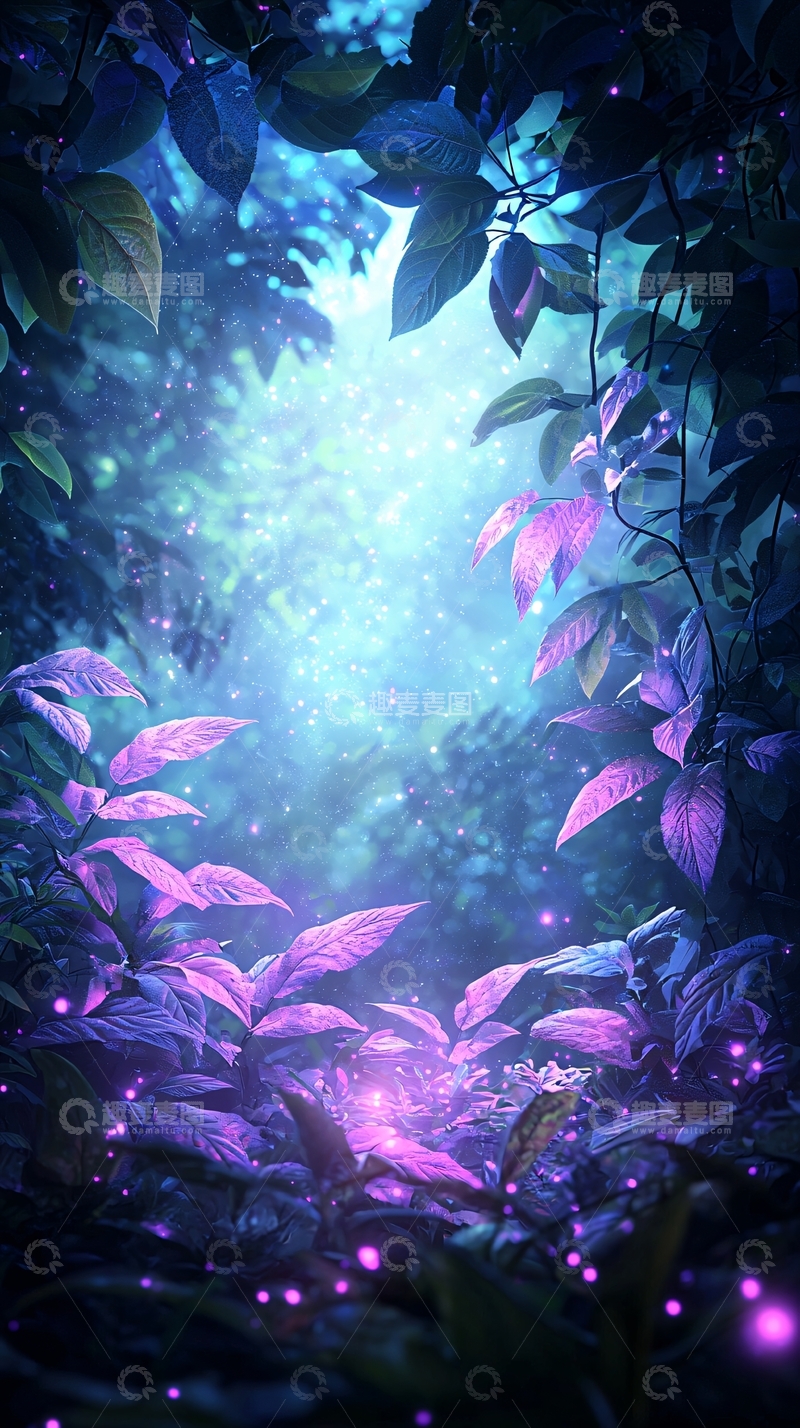 高清大图下载【趣麦麦图】梦幻森林光斑背景图